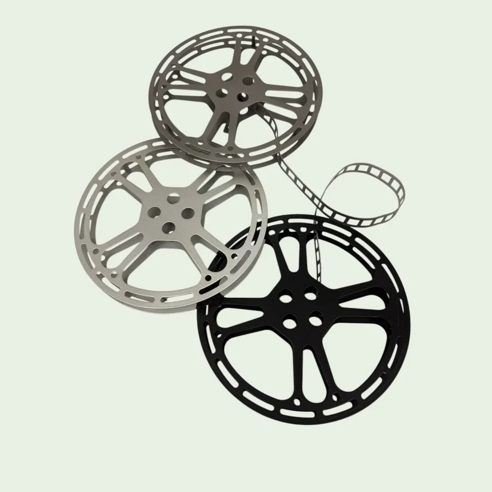 3pc Movie Theater Wall Decor Set Kim Lewis Sign ICA Metal Film Reels Popcorn Art